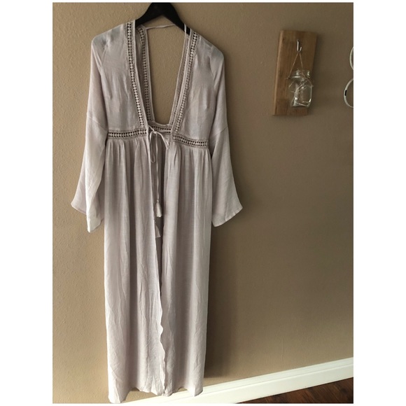 LAST S Light grey crochet kimono cardigan - Picture 3 of 6